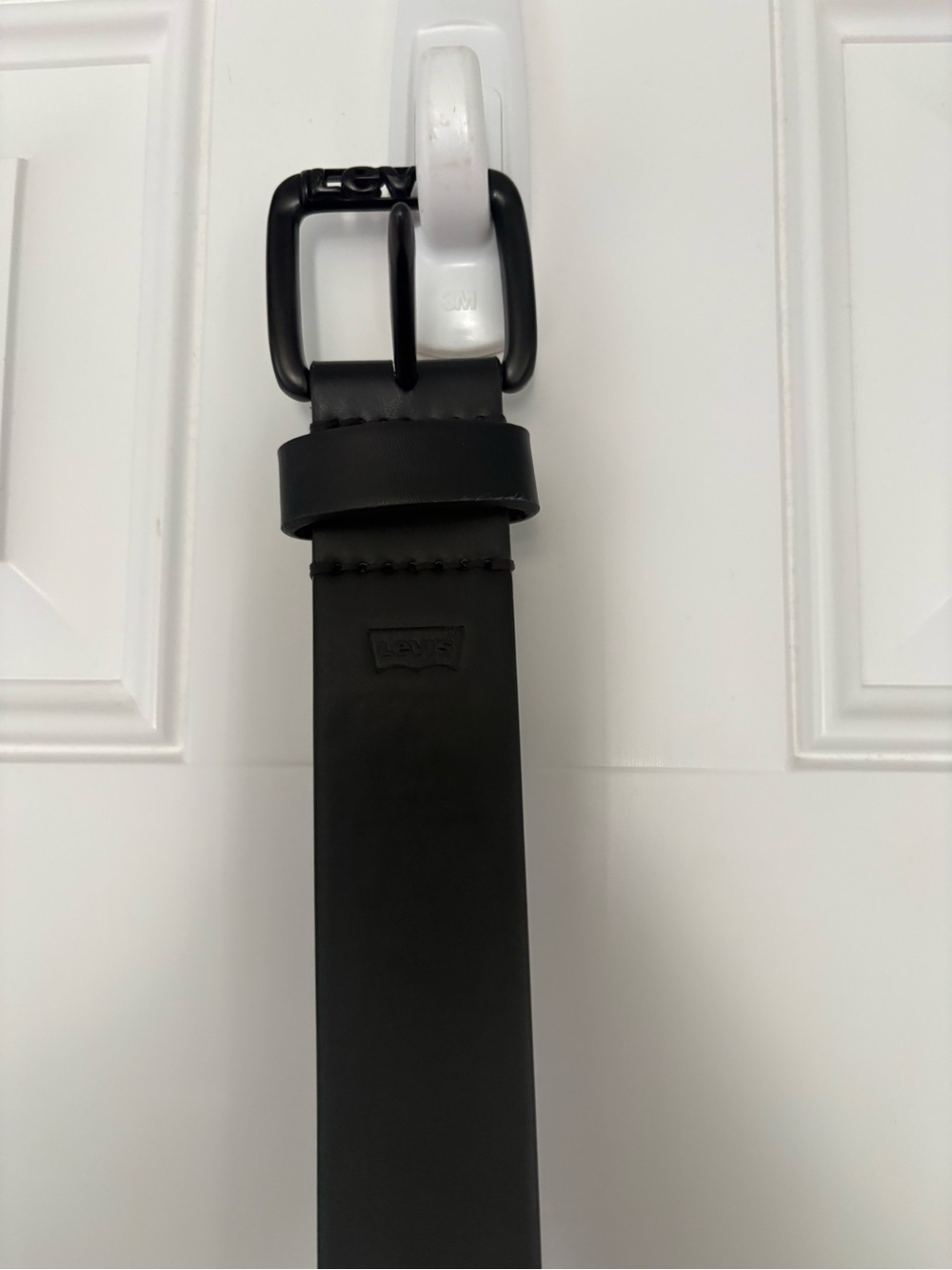 Levi's Black Synthetic Leather Belt with Matte Black Buckle